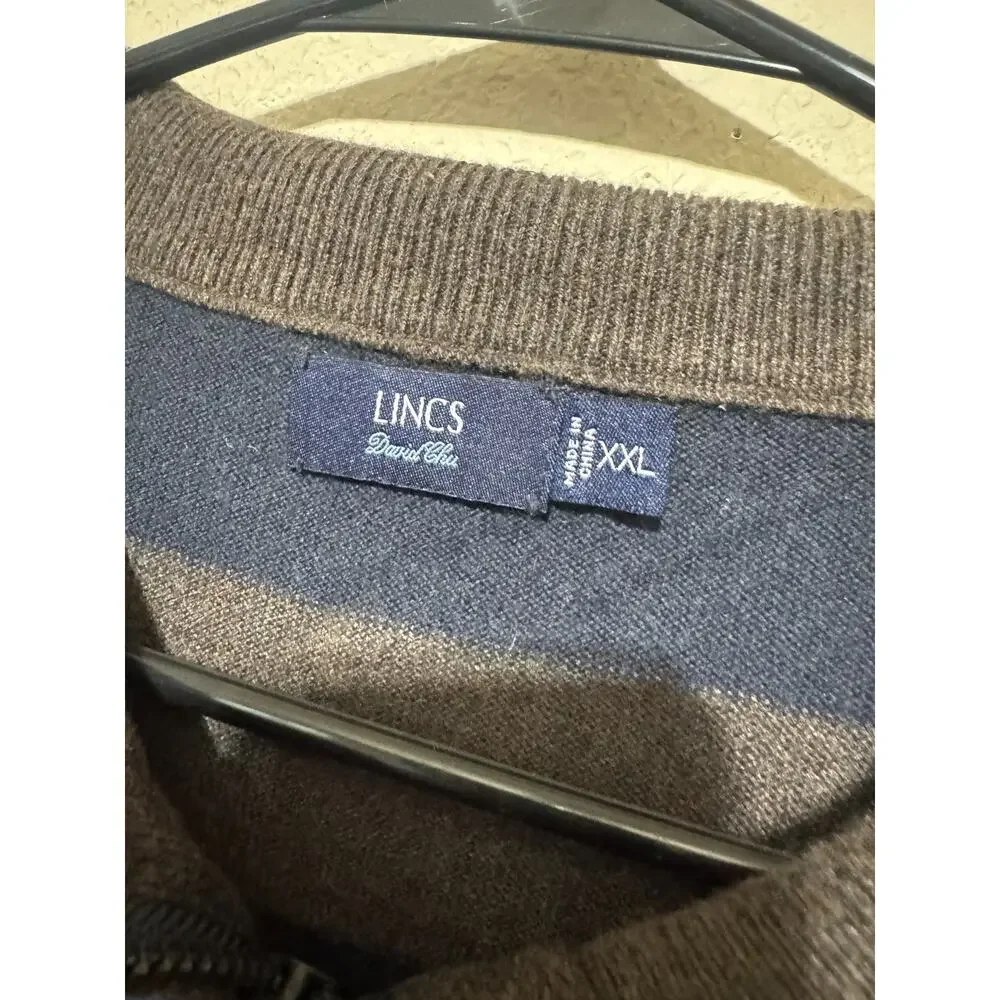Lincs David Chu Pullover Golf Sweater Men's sz XXL 1/4 zip Cotton Angora blend